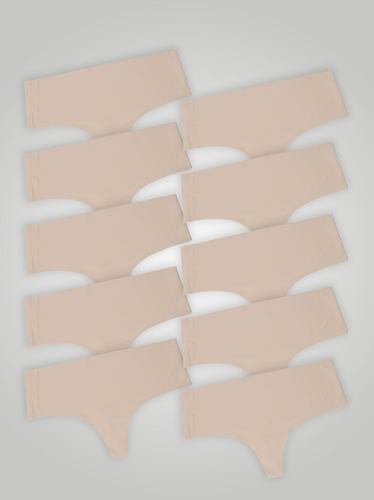 Kit com 10 Calcinhas Fio Dental Cintura Alta Sem Costura Segunda Pele Bege - R$24,95 cada