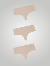 Kit com 3 Calcinhas Fio Dental Cintura Alta Sem Costura Segunda Pele Bege - R$39,96 cada