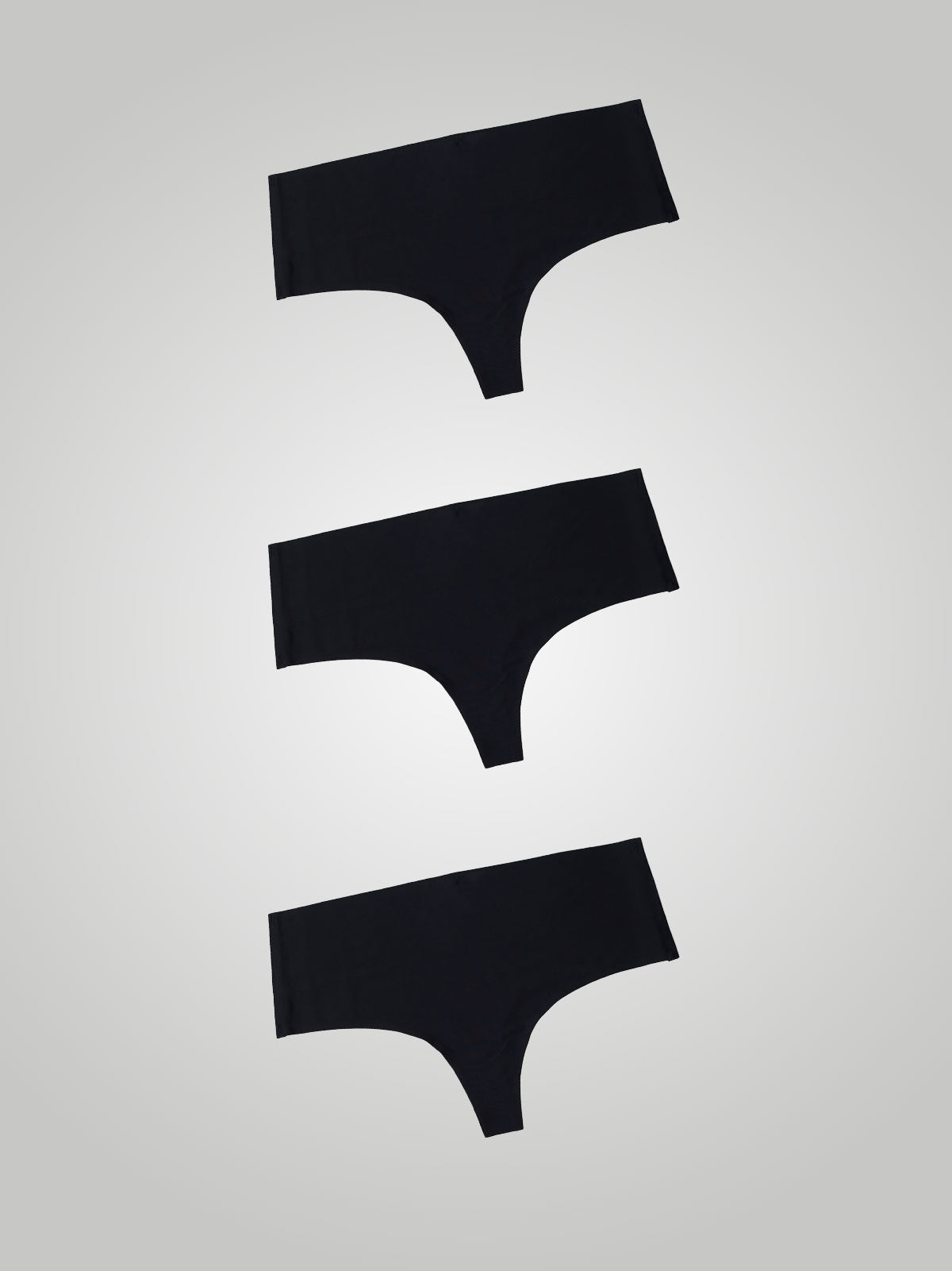 Kit com 3 Calcinhas Fio Dental Cintura Alta Sem Costura Segunda Pele Preto - R$39,96 cada