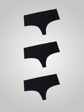 Kit com 3 Calcinhas Fio Dental Cintura Alta Sem Costura Segunda Pele Preto - R$39,96 cada