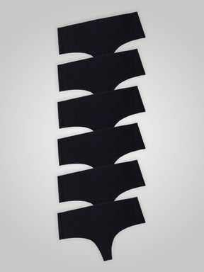 Kit com 6 Calcinhas Fio Dental Cintura Alta Sem Costura Segunda Pele Preto - R$34,98 cada