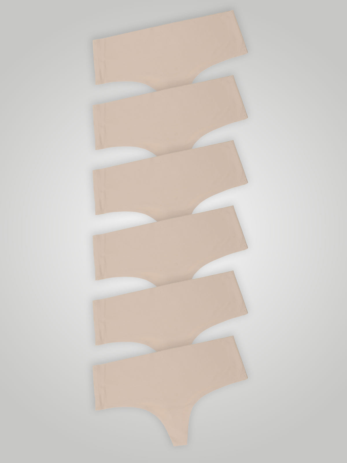 Kit com 6 Calcinhas Fio Dental Cintura Alta Sem Costura Segunda Pele Bege - R$34,98 cada