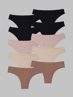 Kit com 10 Calcinhas Biquíni Sem Costura Segunda Pele (4 Preto, 2 Bege, 2 Rose e 2 Marrom Cacau) - R$18,99 cada