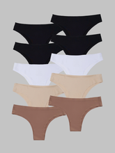 Kit com 10 Calcinhas Biquíni Sem Costura Segunda Pele (4 Preto, 2 Branco, 2 Bege e 2 Marrom Cacau) - R$18,99 cada