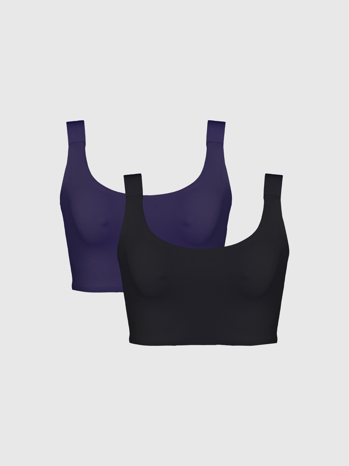 Kit Bicolor: Sutiã Invisível Ampla Cobertura com Bojo Removível Preto + Azul Marinho