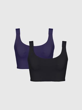 Kit Bicolor: Sutiã Invisível Ampla Cobertura com Bojo Removível Preto + Azul Marinho