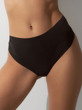 Calcinha Fio Dental Cintura Alta Sem Costura Segunda Pele Preto