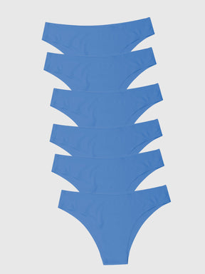Kit com 6 Calcinhas Biquíni Sem Costura Segunda Pele Azul Royal - R$20,82 cada