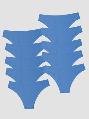 Kit com 10 Calcinhas Biquíni Sem Costura Segunda Pele Azul Royal - R$18,99 cada