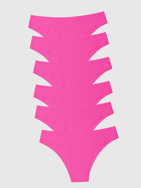 Kit com 6 Calcinhas Biquíni Sem Costura Segunda Pele Rosa Pink - R$20,82 cada