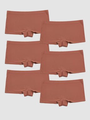 Kit com 6 Calcinhas Boxer Boyshort Sem Costura Segunda Pele Marrom Cacau - R$47,98 cada