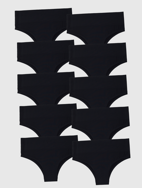 Kit com 10 Calcinhas Biquíni Redutora Sem Costura Segunda Pele Preto - R$29,99 cada