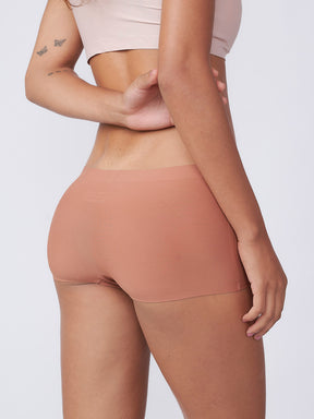 Kit com 3 Calcinhas Boxer Boyshort Sem Costura Segunda Pele Marrom Cacau - R$53,63 cada