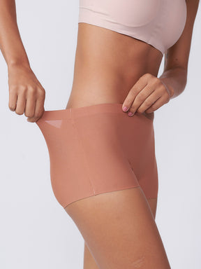 Kit com 3 Calcinhas Boxer Boyshort Sem Costura Segunda Pele Marrom Cacau - R$53,63 cada