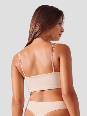 Sutiã Top Alça Dupla com Bojo Removivel Bege