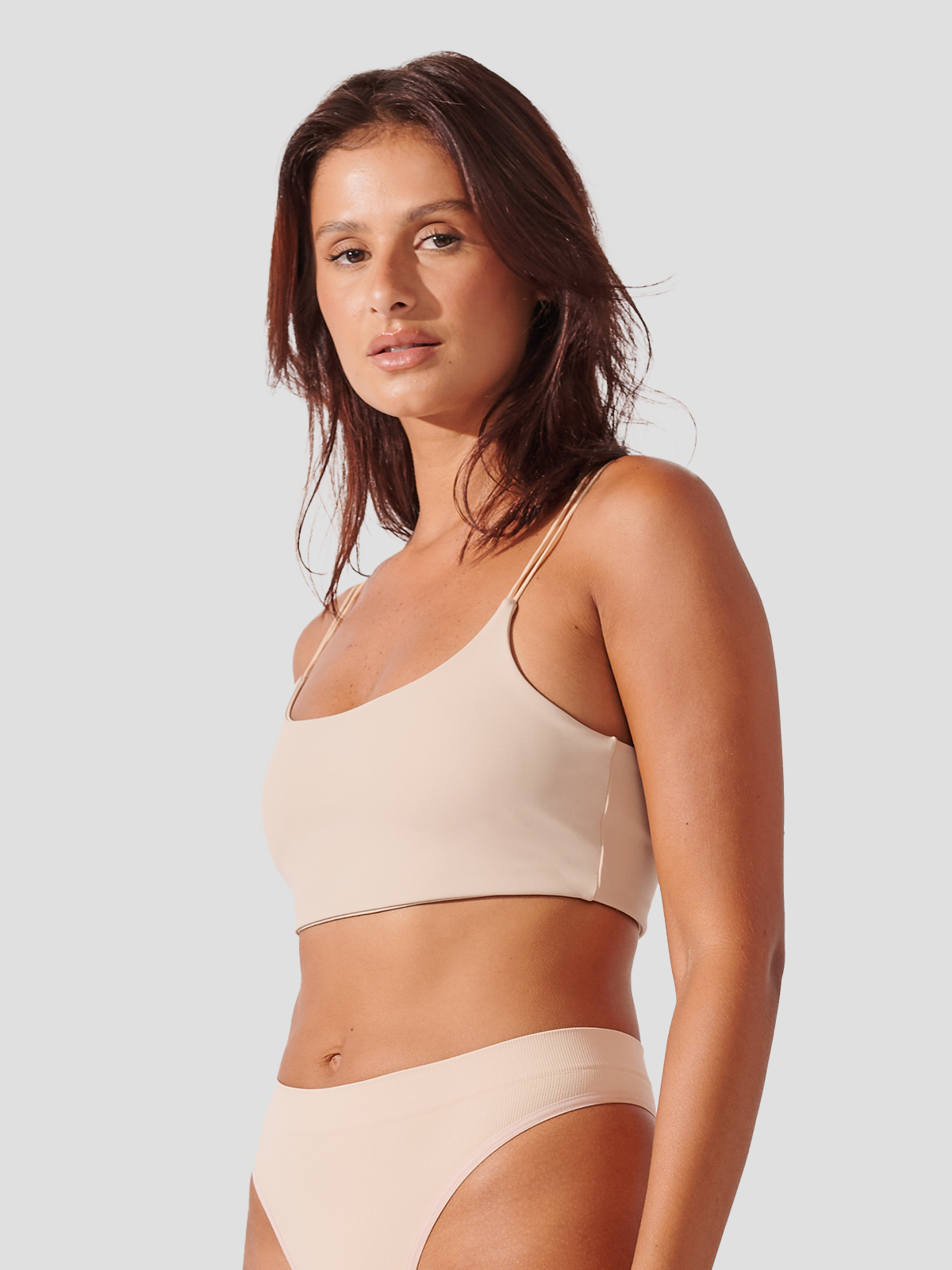 Sutiã Top Alça Dupla com Bojo Removivel Bege