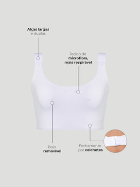 Sutiã Top Invisivel com Ampla Cobertura e Bojo Removivel Preto