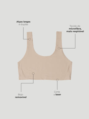 Sutiã Regata Invisível Sem Costura com Bojo Removível Azul Marinho