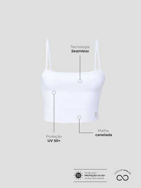 Top Fitness Canelado Sem Costura Branco