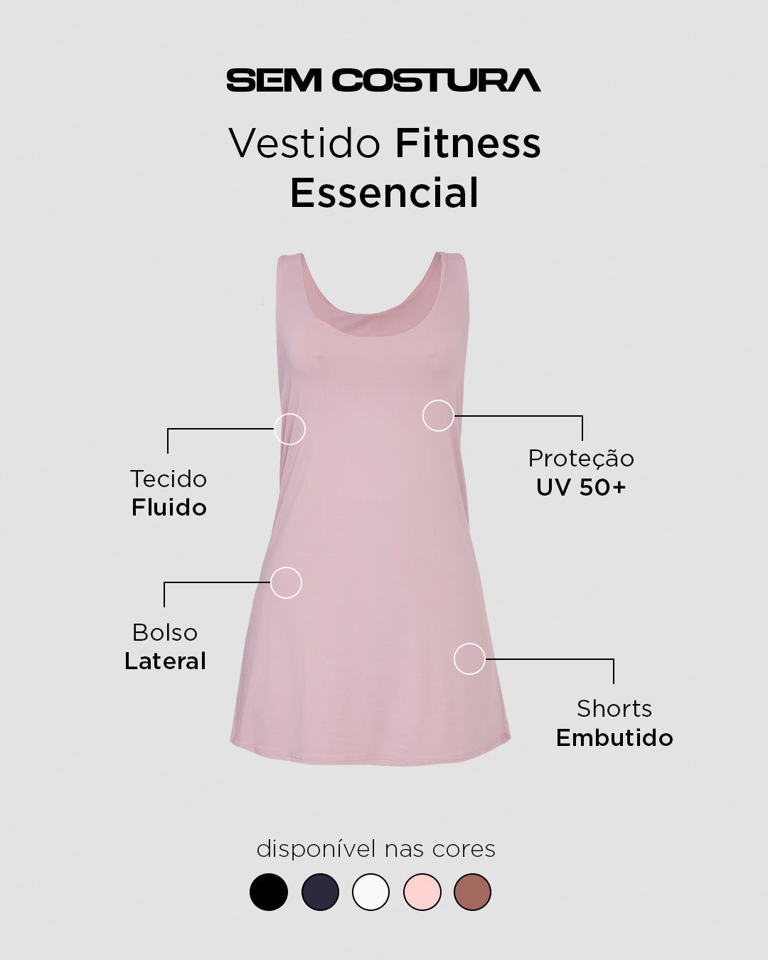 Vestido Fitness Essencial Rose