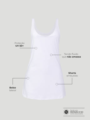 Kit Equilíbrio: Vestido Fitness Essencial Branco + Azul Marinho