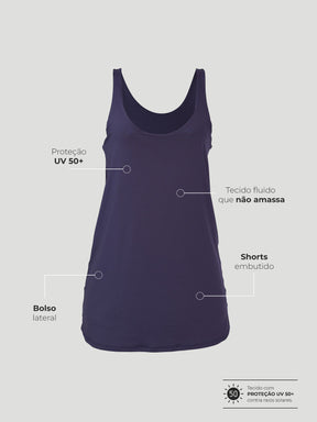 Kit Azul: Vestido Fitness Essencial + Macaquinho Fitness Azul Marinho