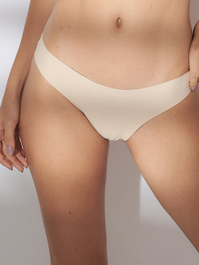 Kit com 3 Calcinhas Biquíni Sem Costura Segunda Pele Bege - R$23,30 cada