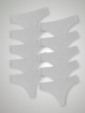 Kit com 10 Calcinhas Fio Dental Sem Costura Segunda Pele Branco - R$18,99 cada