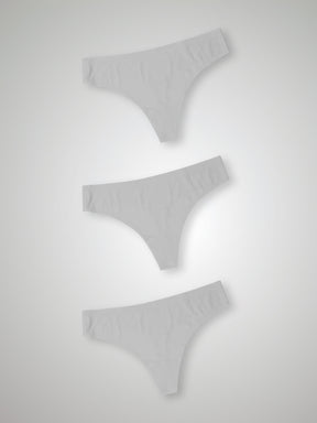 Kit com 3 Calcinhas Fio Dental Sem Costura Segunda Pele Branco - R$23,30 cada