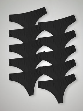 Kit com 10 Calcinhas Fio Dental Sem Costura Segunda Pele Preto - R$18,99 cada