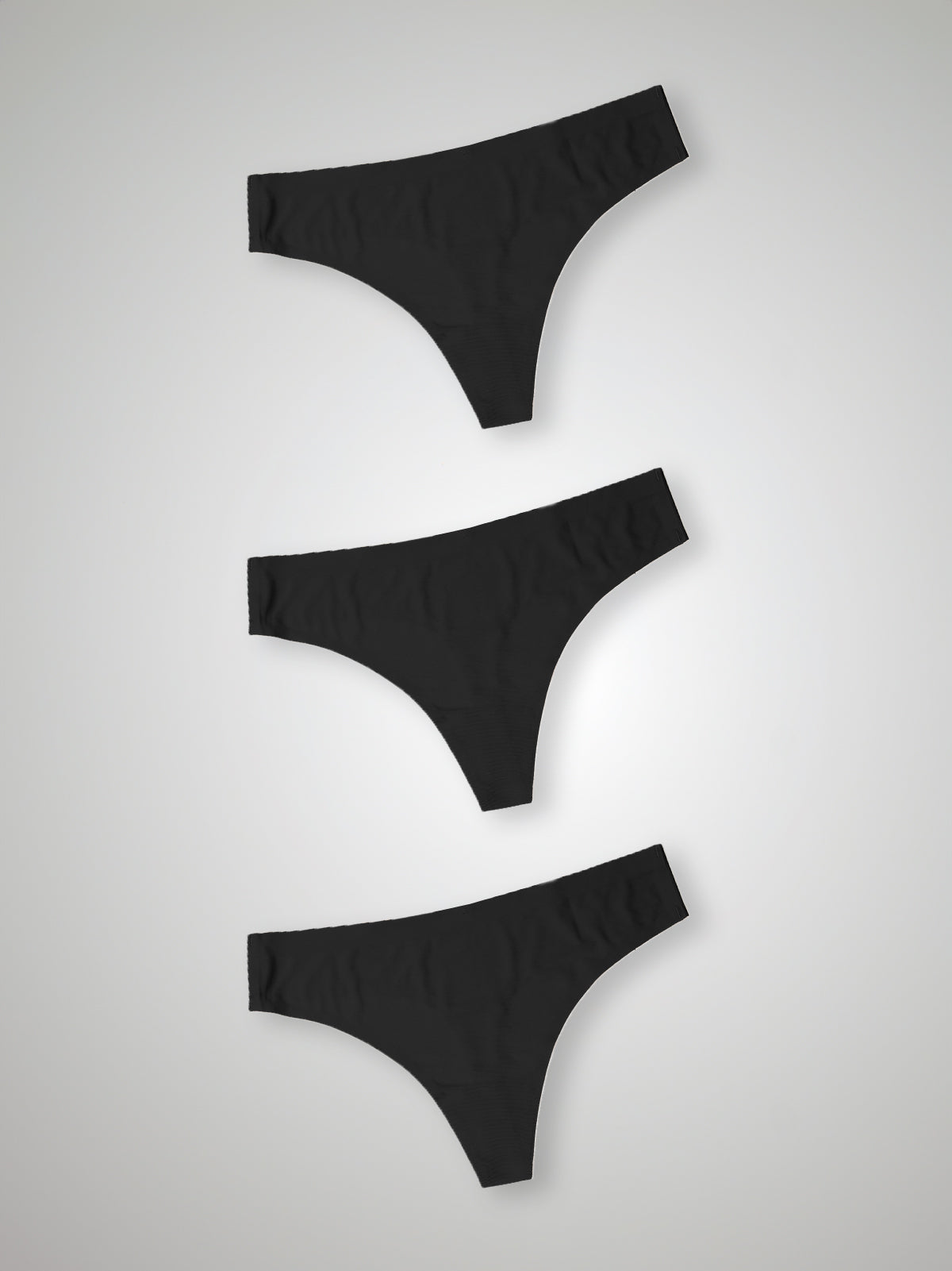 Kit com 3 Calcinhas Fio Dental Sem Costura Segunda Pele Preto - R$26,96 cada