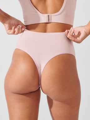 Kit com 10 Calcinhas Fio Dental Cintura Alta Canelado Sem Costura Premium Rose - R$47,90 cada