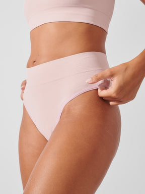 Kit com 3 Calcinhas Fio Dental Cintura Alta Canelado Sem Costura Premium Rose - R$68,30 cada