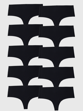 Kit com 10 Calcinhas Fio Dental Redutora Sem Costura Segunda Pele Preto - R$29,99 cada