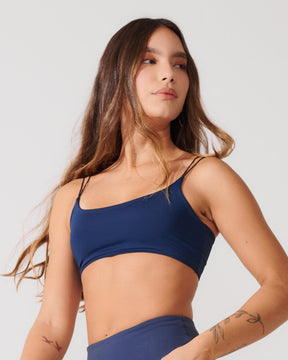 Sutia Top Alca Dupla com Bojo Removivel Azul Marinho