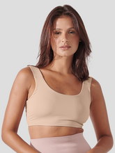 Sutiã Top Invisivel com Ampla Cobertura e Bojo Removivel Bege