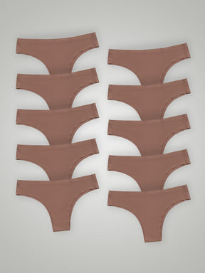 Kit com 10 Calcinhas Biquíni Sem Costura Segunda Pele Marrom Cacau - R$18,99 cada