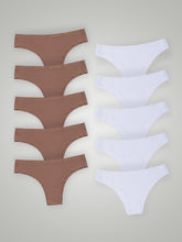 Kit com 10 Calcinhas Biquíni Sem Costura Segunda Pele (5 Marrom Cacau e 5 Branco) - R$18,99 cada