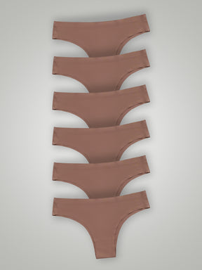 Kit com 6 Calcinhas Biquíni Sem Costura Segunda Pele Marrom Cacau - R$20,82 cada