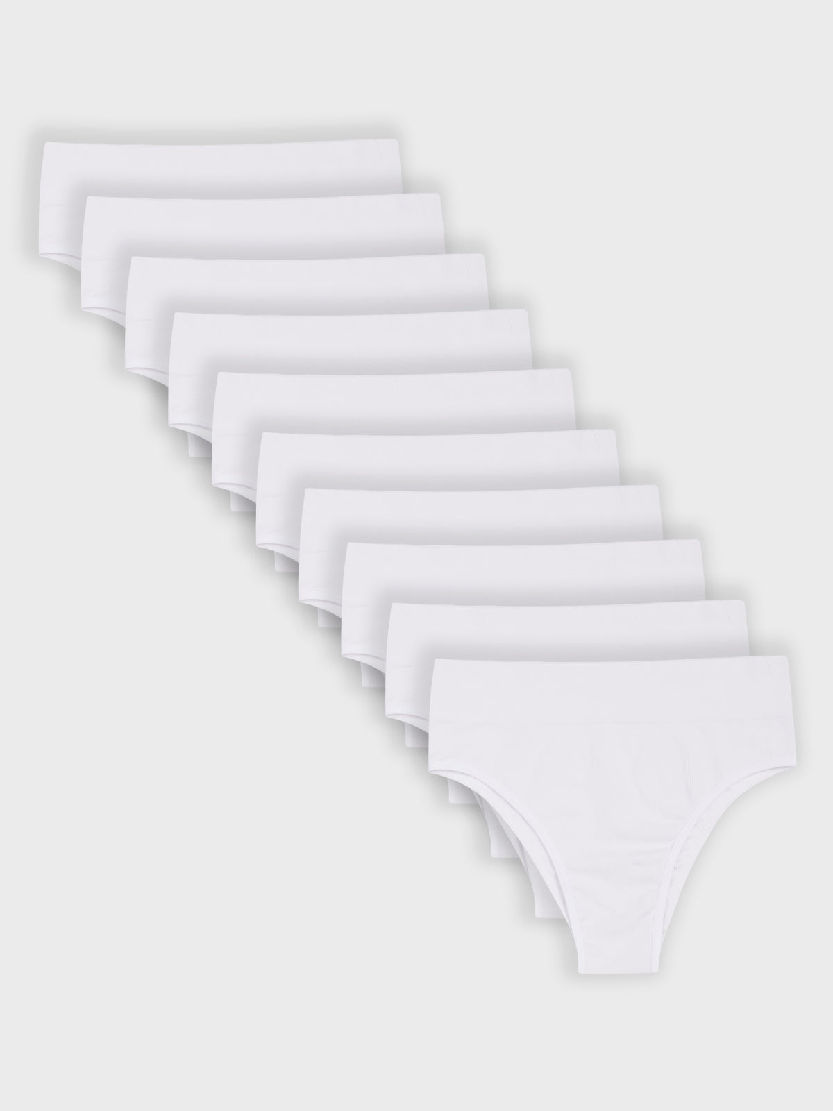 Kit com 10 Calcinhas Biquíni Cintura Alta Canelado Sem Costura Premium Branco - R$47,90 cada