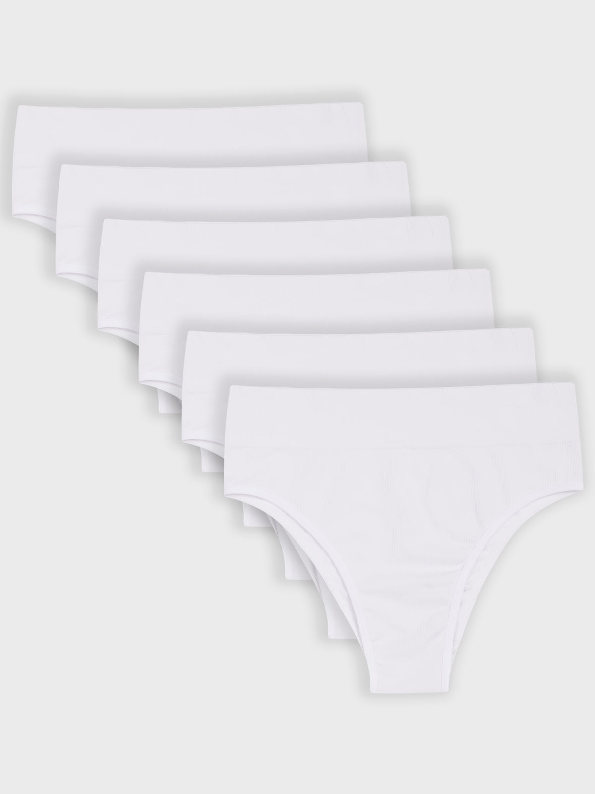 Kit com 6 Calcinhas Biquíni Cintura Alta Canelado Sem Costura Premium Branco - R$59,98 cada