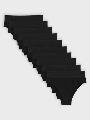 Kit com 10 Calcinhas Biquíni Cintura Alta Canelado Sem Costura Premium Preto - R$47,90 cada