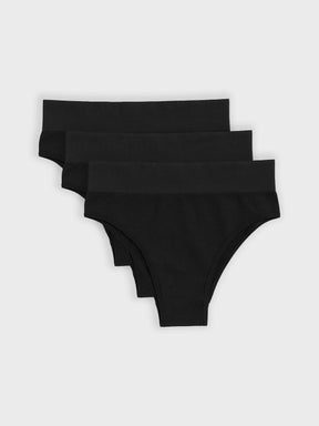 Kit com 3 Calcinhas Biquíni Cintura Alta Canelado Sem Costura Premium Preto - R$68,30 cada