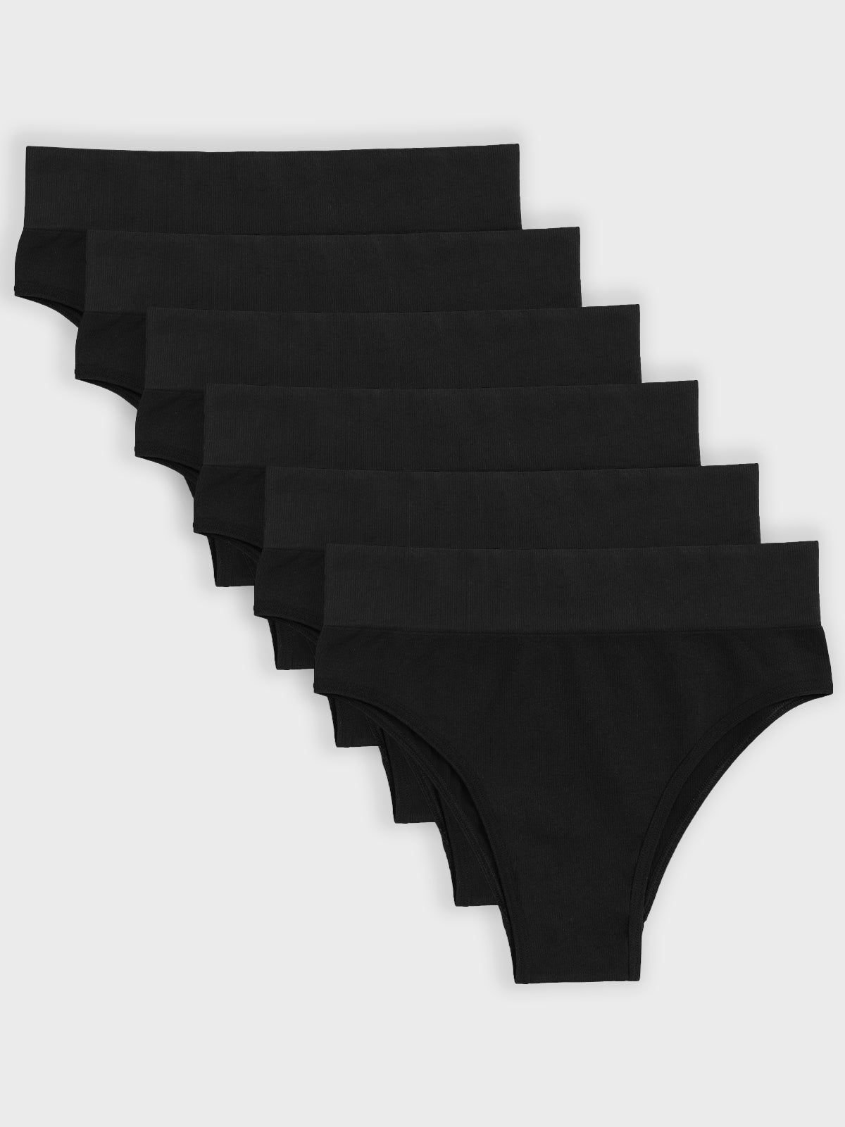 Kit com 6 Calcinhas Biquíni Cintura Alta Canelado Sem Costura Premium Preto - R$59,98 cada