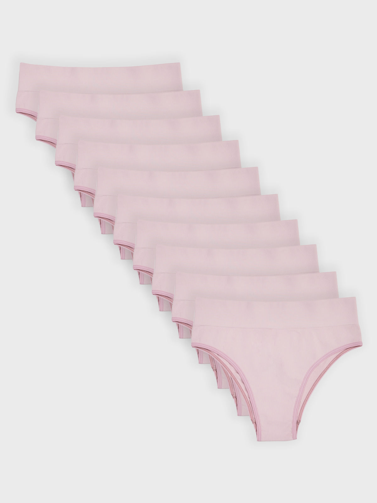 Kit com 10 Calcinhas Biquíni Cintura Alta Canelado Sem Costura Premium Rose - R$47,90 cada