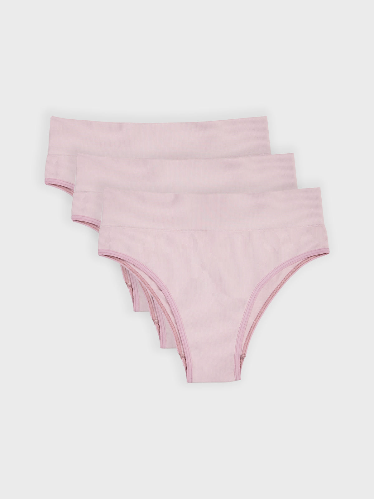 Kit com 3 Calcinhas Biquíni Cintura Alta Canelado Sem Costura Premium Rose - R$68,30 cada