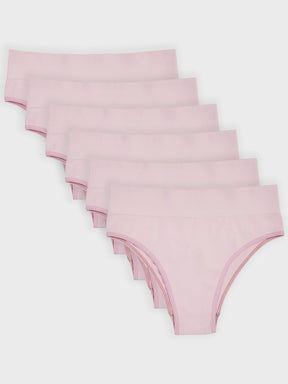 Kit com 6 Calcinhas Biquíni Cintura Alta Canelado Sem Costura Premium Rose - R$59,98 cada