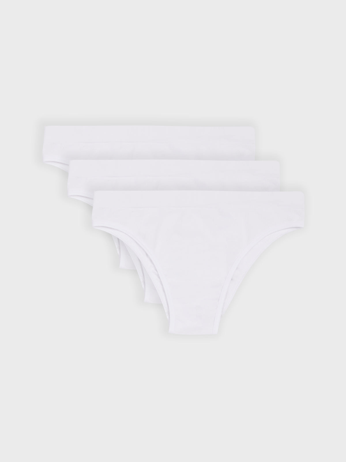 Kit com 3 Calcinhas Biquíni Canelado Sem Costura Premium Branco - R$59,97 cada
