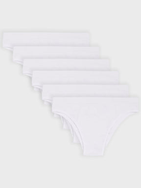 Kit com 6 Calcinhas Biquíni Canelado Sem Costura Premium Branco - R$51,65 cada