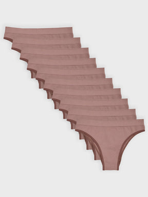 Kit com 10 Calcinhas Biquíni Canelado Sem Costura Premium Marrom Cacau - R$41,90 cada